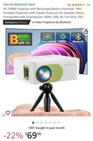 HD 1080P Projector with Recharged Battery