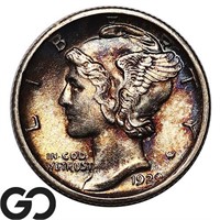 1929-D Mercury Dime, Full Bands, Gem BU FB