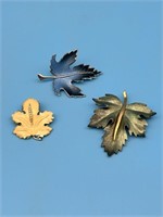 Lot Of 3 Leaf Broches