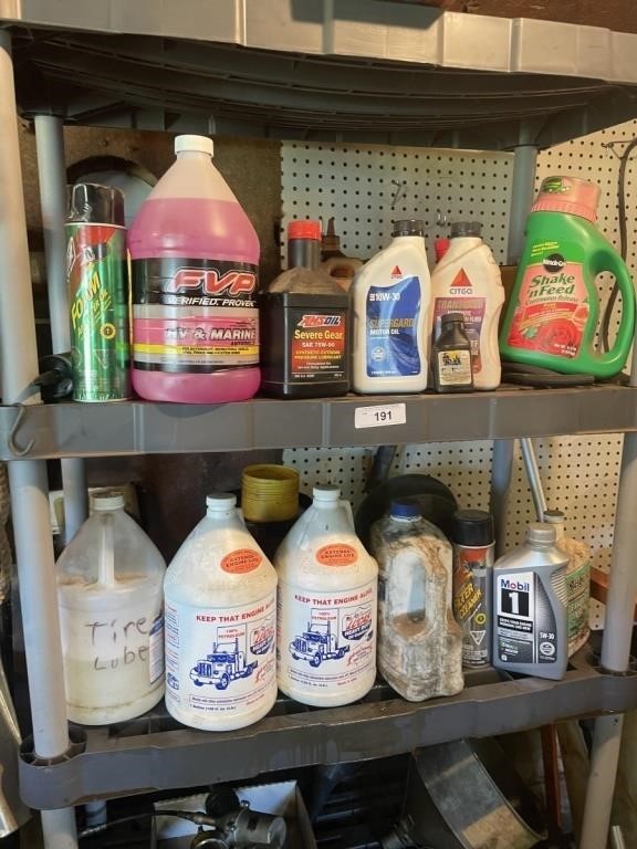 2 SHELVES OF OIL, GEAR LUBE, AND MORE