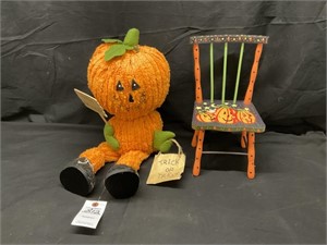 Chenille Pumpkin W/ Jack Ô"Lantern Chair