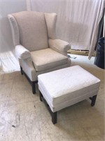 Ethan Allen Traditional Wing-Back Chair & Ottoman