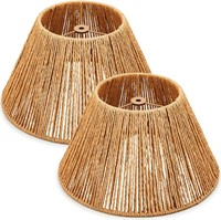 2pc Boho Rattan Wicker Bell Shades (7x7.8x13)