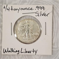 1/4 Troy Ounce .999 Fine Silver Walking Liberty