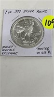 1 OZ .999 MONEY METALS SILVER ROUND