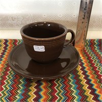 Cute Brown Fiesta Tea Coffee Cup / Mug Saucer