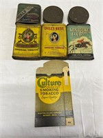 6 tobacco tins and 1 unused box