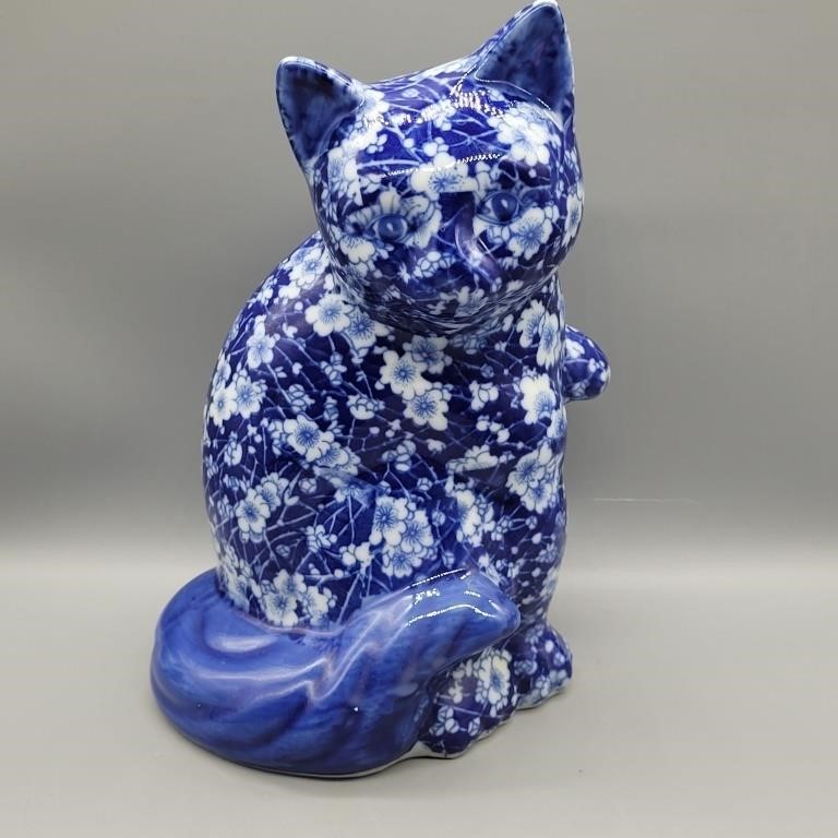 VTG CHINTZ CERAMIC LUCKY PAW CAT FIGURINE 10.5"