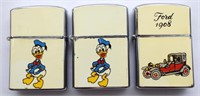 (3) VINTAGE PENGUIN FLIP TOP LIGHTERS