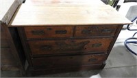 Antique Oak four drawer dresser 44” x 30” x 22"