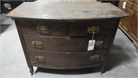 Antique Oak four drawer curved front dresser