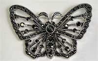 Large Marcasite Butterfly Pin/Brooch 16 Grams