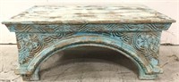Carved & Painted Rustic Santa Fe Style Bench Table