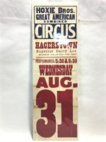 Poster Hoxie Bros Circus Hagerstown