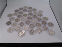 (40) Silver pre64 US Quarters in Capsules asst