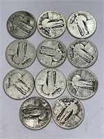 11 Standing Liberty Quarters - 90% Silver