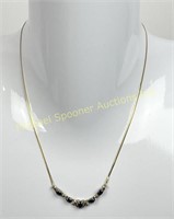 9K GOLD BLUE SAPPHIRE AND DIAMOND NECKLACE