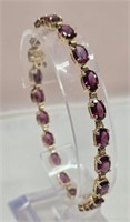 14 K Gold Bracelet with Possible Amethyst Stones