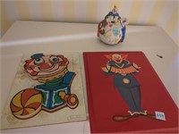 Clown musical toy, vintage clown puzzle, Bozo pic