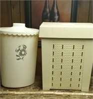 Vintage clothes hamper and trashcan