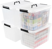 Bringer 4-pack Clear Plastic Latching Storage Box