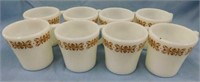 Eight 1960's Pyrex Copper Filigree coffee cups