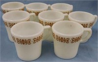 Eight 1960's Pyrex Copper Filigree coffee cups