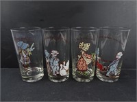 Lot of 4 Holly Hobby 1972 Glass Drink Tumblers 6"