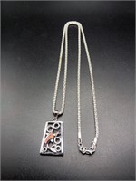 .925 Solid Silver Pendant w/ Red Opal