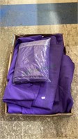 Box of five large purple table covers. Each