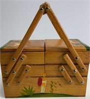 Antique Mini wooden sewing caddie