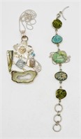 Sterling Necklace & Bracelet, Geode, Druzy