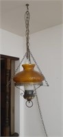 Vintage hanging lamp with Amber globe