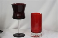 Two Ruby Red Glass Articles