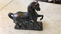 Bronzed horse statue approx 10” with cracked base