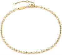 14k Gold-pl Satellite Beaded Chain Anklet