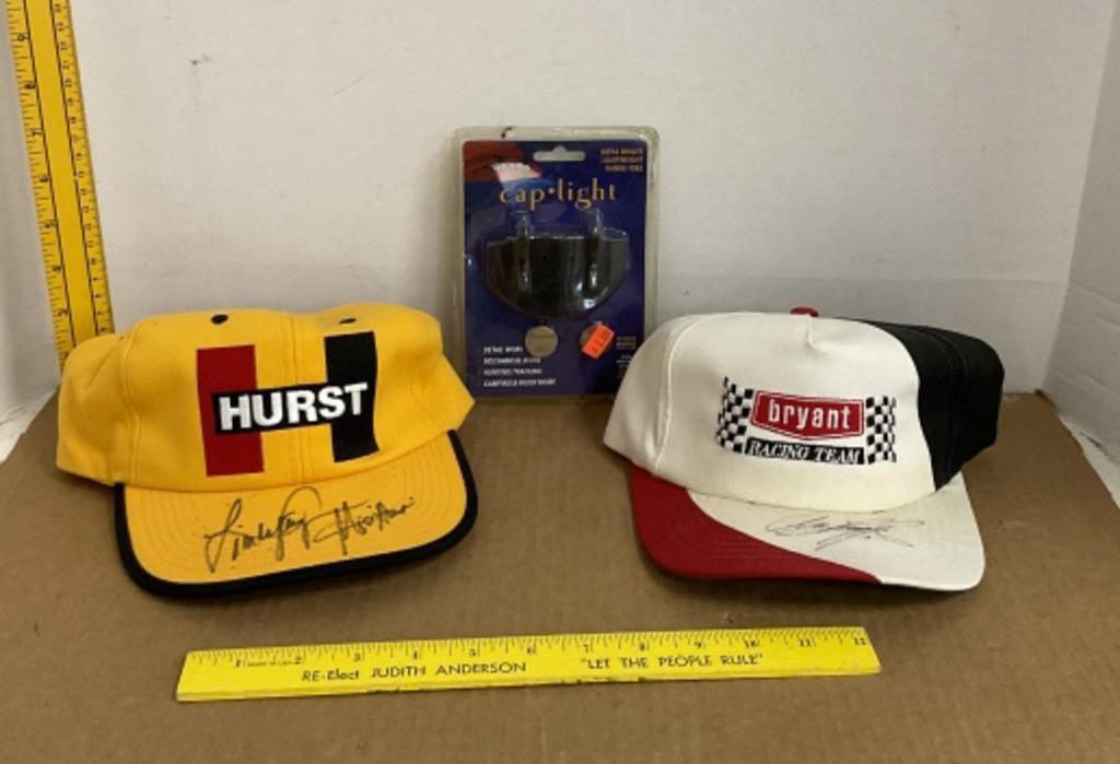 Bryant Racing Team & Hurst Signed Ball Caps & Cap