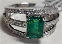 Diamonds,Emerald, Platinum Ring W/Appraisal