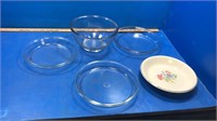 Old glass pie pans and bowl(5)