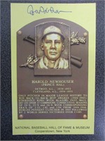 Hal Newhouser Signed HOF Plaque Postcard with COA