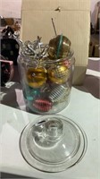 Glass cookie jar 9 “ tall with vintage glass and