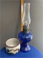Blue Miniature Lamp, Pottery cup
