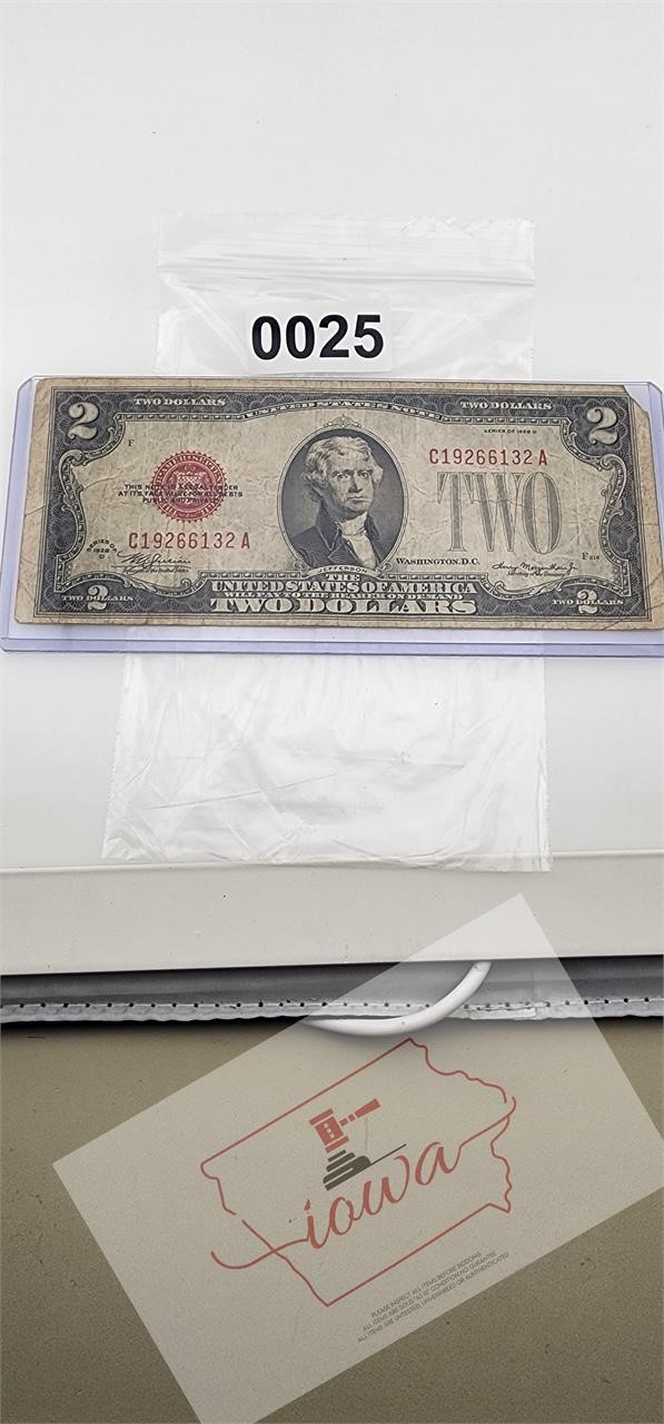 $2 Red Seal Circulated Bill Serial C19266132A