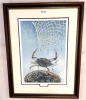 Signed Mary Lou Troutman Blue Crab Lithograph