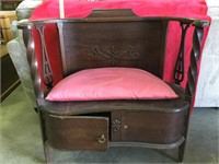 Vintage ornate curved back  seat with storage-