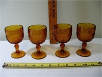 4 Pc Tiara 3 Oz Amber Goblets