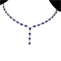 Natural Oval Blue Sapphire Necklace