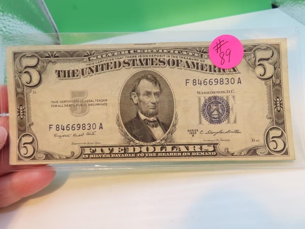 1953 B  $5.00 Silver Certificate