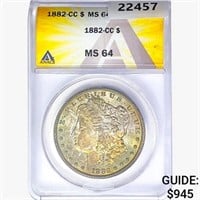 1882-CC Morgan Silver Dollar ANACS MS64