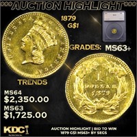 ***Auction Highlight*** 1879 Gold Dollar $1 Graded